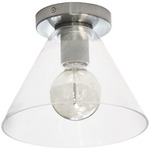 Roswell Cone Ceiling Light - Satin Chrome / Clear