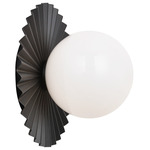 Modern Ruff Wall Sconce - Black / Opal