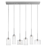 Industrial Linear Multi-Light Pendant - Polished Chrome / Clear