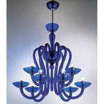 Menegario Chandelier - Polished Chrome / Transparent Light Blue