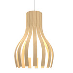 Barril Curved Pendant - Maple / White Linen