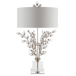 Forget-Me-Not Table Lamp - Silver Leaf / White Shantung