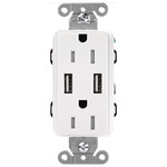 15-Amp Dual USB Tamper Resistant Receptacle - Gloss White