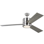 Vision 56 3 Blade Ceiling Fan with Light - Brushed Steel / Silver / Light Grey Weathered Oak