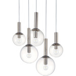 Bubbles Multi Light Pendant - Polished Nickel / Clear