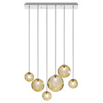 Puppet Linear Multi Light Pendant - Chrome / Amber