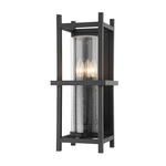 Carlo Outdoor Wall Sconce - Textured Black / Clear Seeded