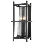 Carlo Outdoor Wall Sconce - Textured Black / Clear Seeded