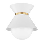 Scout Flush Mount - White / Patina Brass / Opal