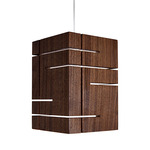 Claudo Accent Pendant - Brushed Aluminum / Dark Stained Walnut