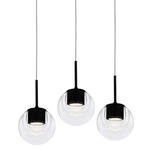 Dew Round Multi Light Pendant - Black / Transparent