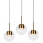 Dew Round Multi Light Pendant - Brass / Transparent