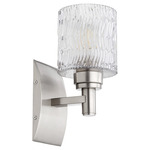 Stadium Wall Sconce - Satin Nickel / Clear Chiseled Glass