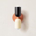 Up Down Slim Wall Sconce - Peach Canopy / Black Upper Shade
