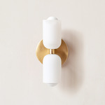 Glass Up Down Slim Wall Sconce - Brass Canopy / White Glass