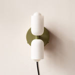 Glass Up Down Plug-In Wall Sconce - Reed Green Canopy / White Glass
