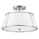 Clarke Semi Flush Ceiling Light - Matte White / Polished Nickel / White