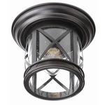 New England Coastal Outdoor Flush Mount - Rubbed Oil Bronze / Clear