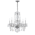 Traditional Crystal Stem Chandelier - Polished Chrome / Crystal