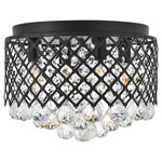 Tully Flush Ceiling Light Fixture - Matte Black / Crystal