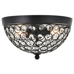 Taye Flush Ceiling Light Fixture - Matte Black / Crystal