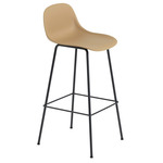 Fiber Stool With Backrest Tube Base - Black / Ochre