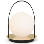 Bola Portable Indoor / Outdoor Table Lamp - Black / Brass / Opal