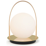 Bola Portable Indoor / Outdoor Table Lamp - Tan / Brass / Opal