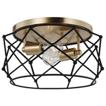 Zarra Ceiling Light Fixture - Satin Brass / Midnight Black