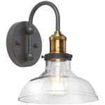 410 Wall Sconce - Black / Aged Brass / Clear