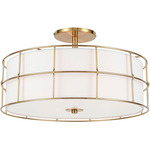 Alcala Semi-Flush Ceiling Light - Aged Brass / Frosted