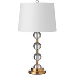 Crystal Table Lamp - Aged Brass / White