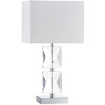 Crystal Stacked Table Lamp - Polished Chrome / Clear / White