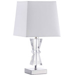 Crystal Small Table Lamp - Polished Chrome / Clear / White