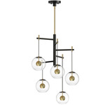 Nucleus Multi Light Pendant - Black / Natural Aged Brass / Clear