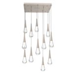 Raindrop Waterfall Linear Multi Light Pendant - Beige Silver / Clear