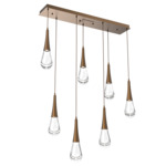 Raindrop Waterfall Linear Multi Light Pendant - Flat Bronze / Clear