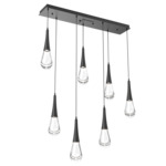 Raindrop Waterfall Linear Multi Light Pendant - Matte Black / Clear