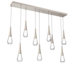 Raindrop Waterfall Linear Multi Light Pendant - Beige Silver / Clear