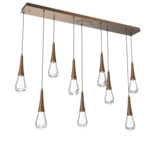 Raindrop Waterfall Linear Multi Light Pendant - Flat Bronze / Clear