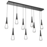 Raindrop Waterfall Linear Multi Light Pendant - Matte Black / Clear