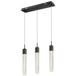 Glacier Linear Multi Light Pendant - Black / Clear Bubble