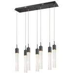 Glacier Linear Multi Light Pendant - Black / Clear