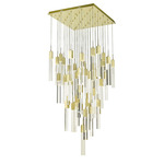 Glacier Square Multi Light Pendant - Brushed Brass / Clear