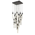 Glacier Square Multi Light Pendant - Black / Clear