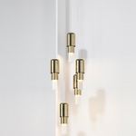 Mingo Round Multi-Light Chandelier - White / Brass