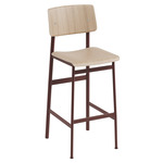 Loft Bar Stool - Oak + Deep Red