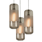 Hermosa Round Multi-Light Pendant - Satin Nickel / Brown