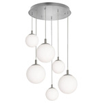 Loretto Round Multi-Light Pendant - Satin Nickel / White