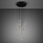 Exhaust Cascade Multi Light Pendant - Stone / Brass